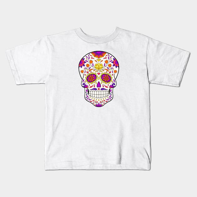 Sugar Skull Art Kids T-Shirt by InshynaArt